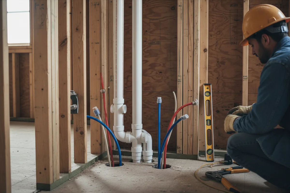 Drain and supply rough-in during Leak Detection in Hamden