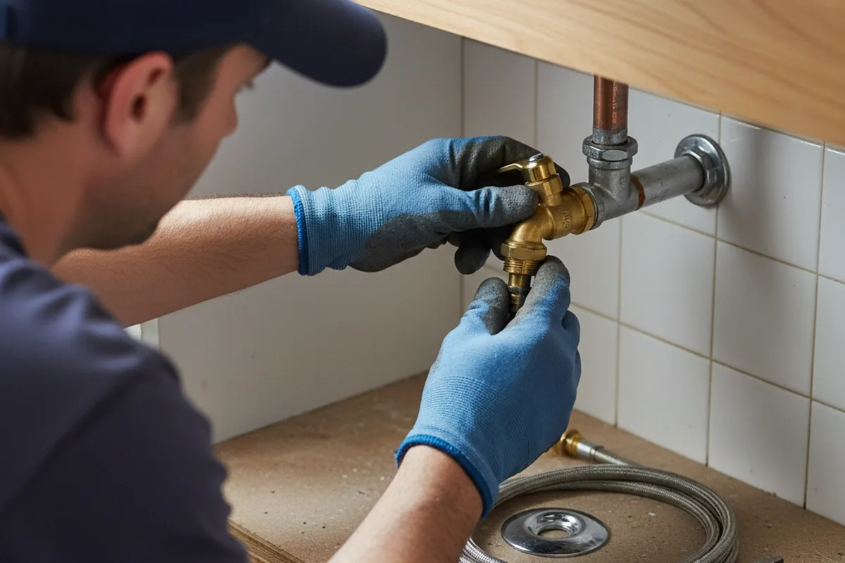 Shutoff valve and fitting work during Burst Pipe Repair in Hamden